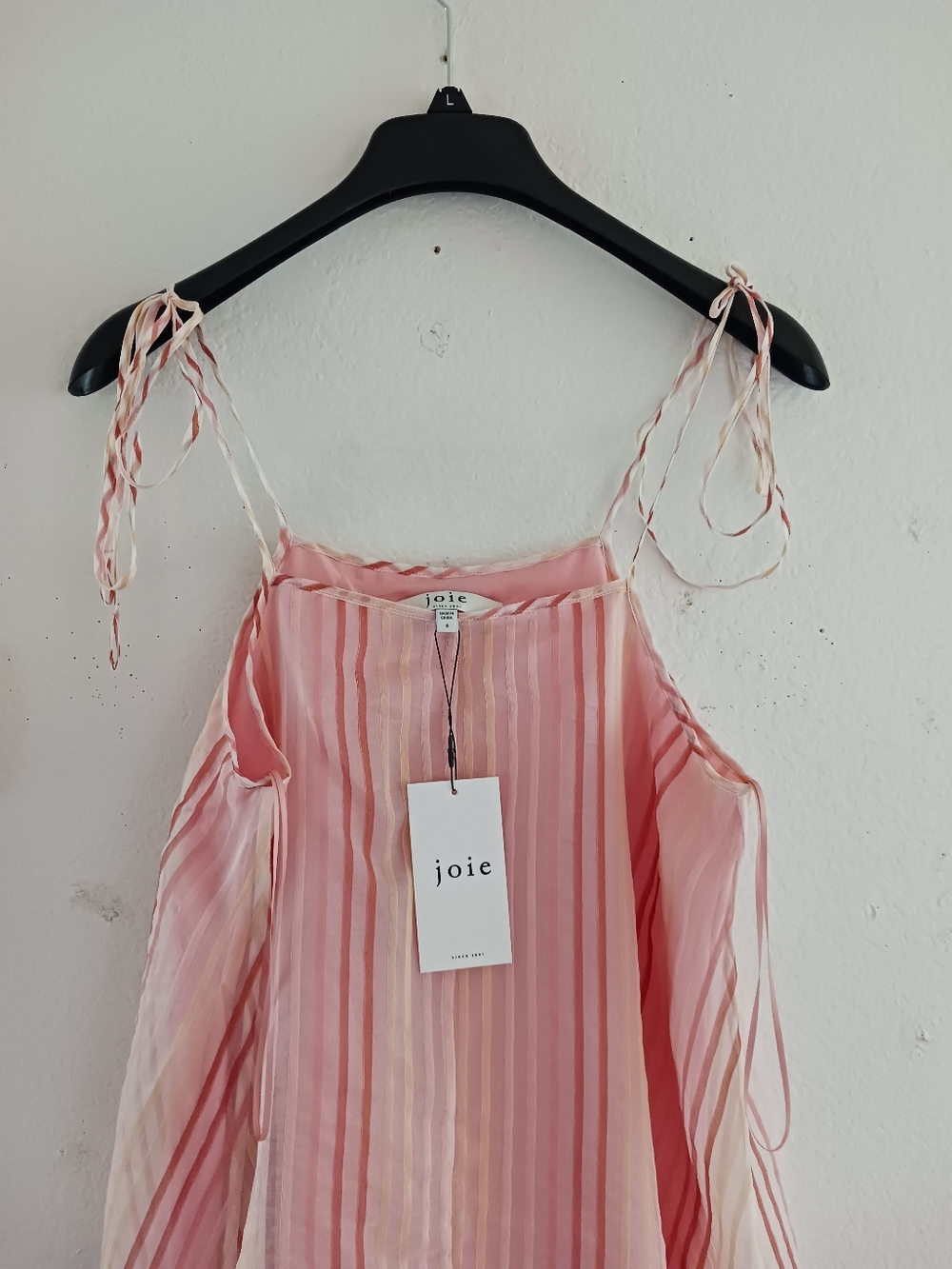 Joie Roisin Tie Strap Silk & Cotton Trapeze Dress - Picture 2 of 9